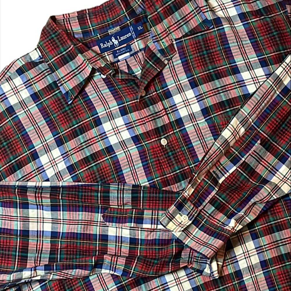 A PLAID POLO BUTTON-DOWN
